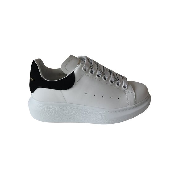 Alexander McQueen Oversized Leather Sneakers Black White - Picture 2 of 5